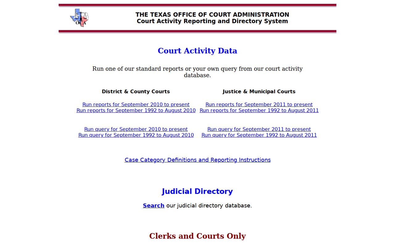 McMullen County civil court docket OCA reporting system